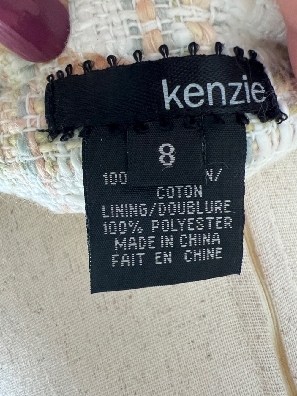 kenzie Cotton Tweed Asymmetrical Flared Skirt with Ribbon Accent. Size 8 - Picture 2 of 9